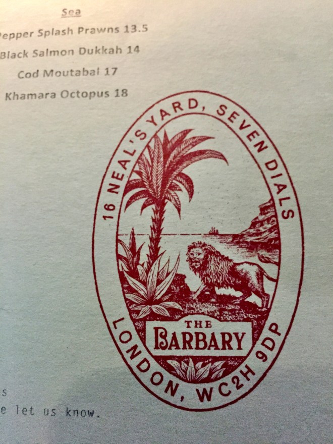 Barbary Menu